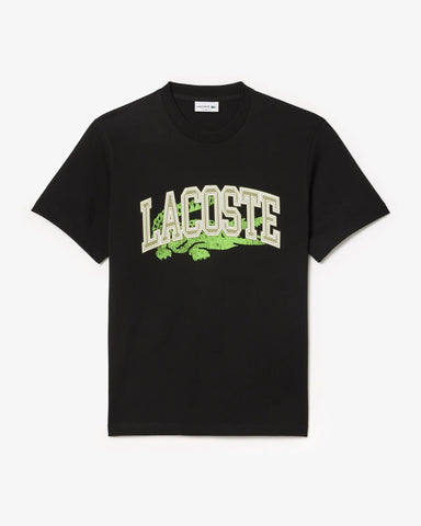 Lacoste Logo Cotton Jersey Signature T-Shirt - Black