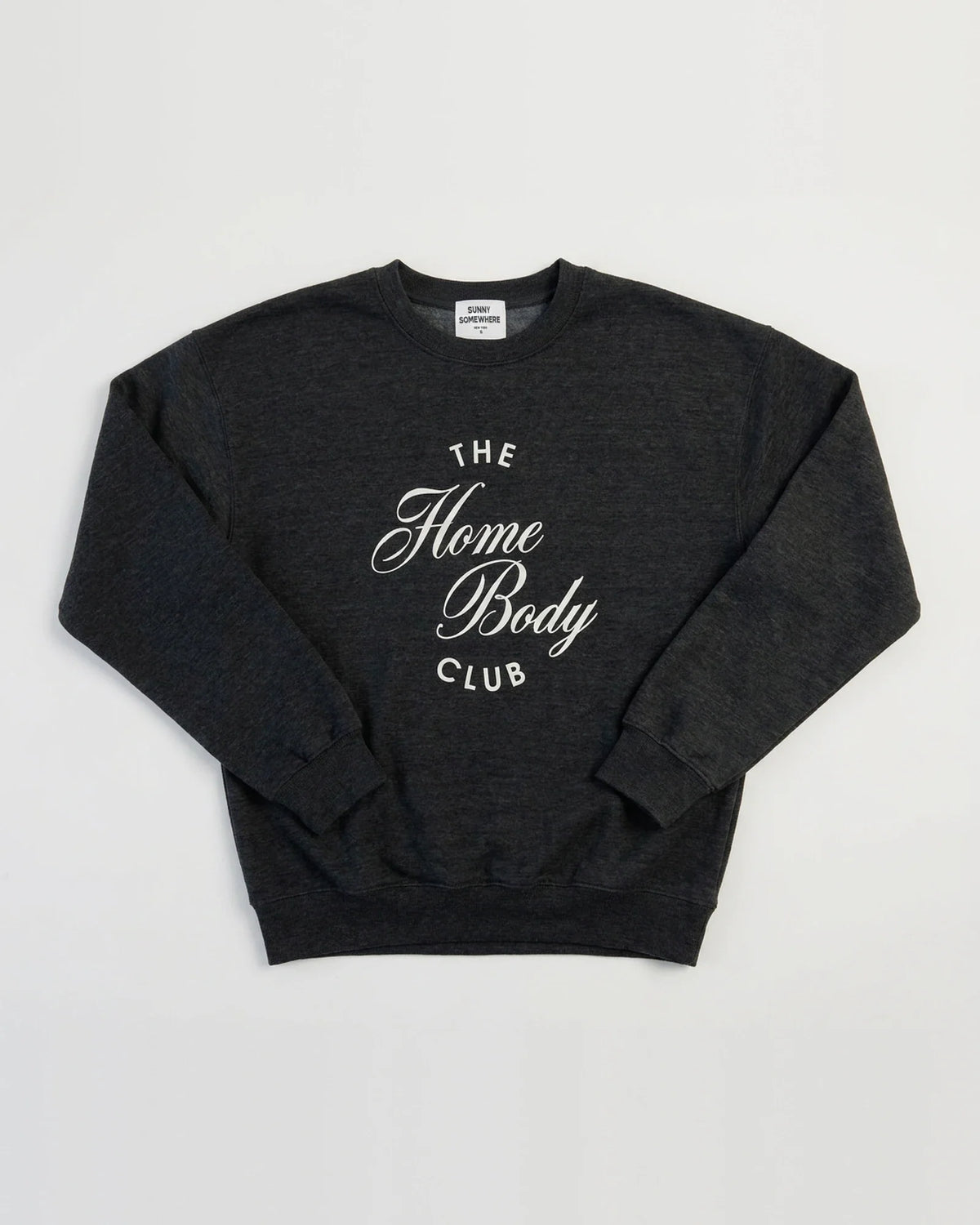 Sunny Somewhere Homebody Club Oversized Crew in Charcoal