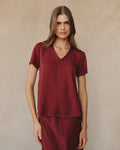 Bella Dahl V-Neck Tee - Deep Plum