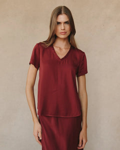 Bella Dahl V-Neck Tee - Deep Plum