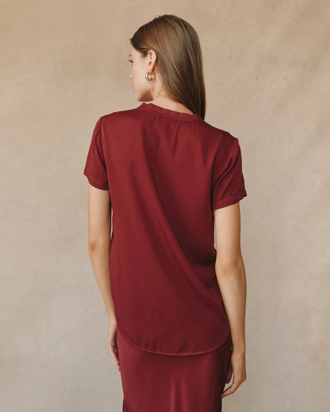 Bella Dahl V-Neck Tee - Deep Plum