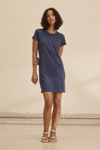 Velvet Sia07 Short Sleeve T-Shirt Dress in Bluechip