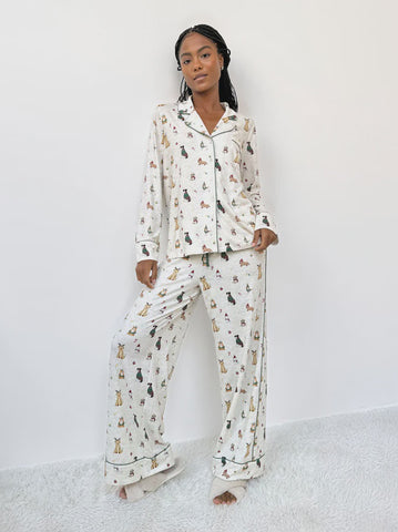 Splendid Flora Pillow Soft PJ Set in Santa Paws