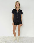 Splendid Flora Pillow Soft Short PJ Set in Black/White
