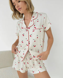 Splendid Flora Pillow Soft Short PJ Set in Cherry Toss