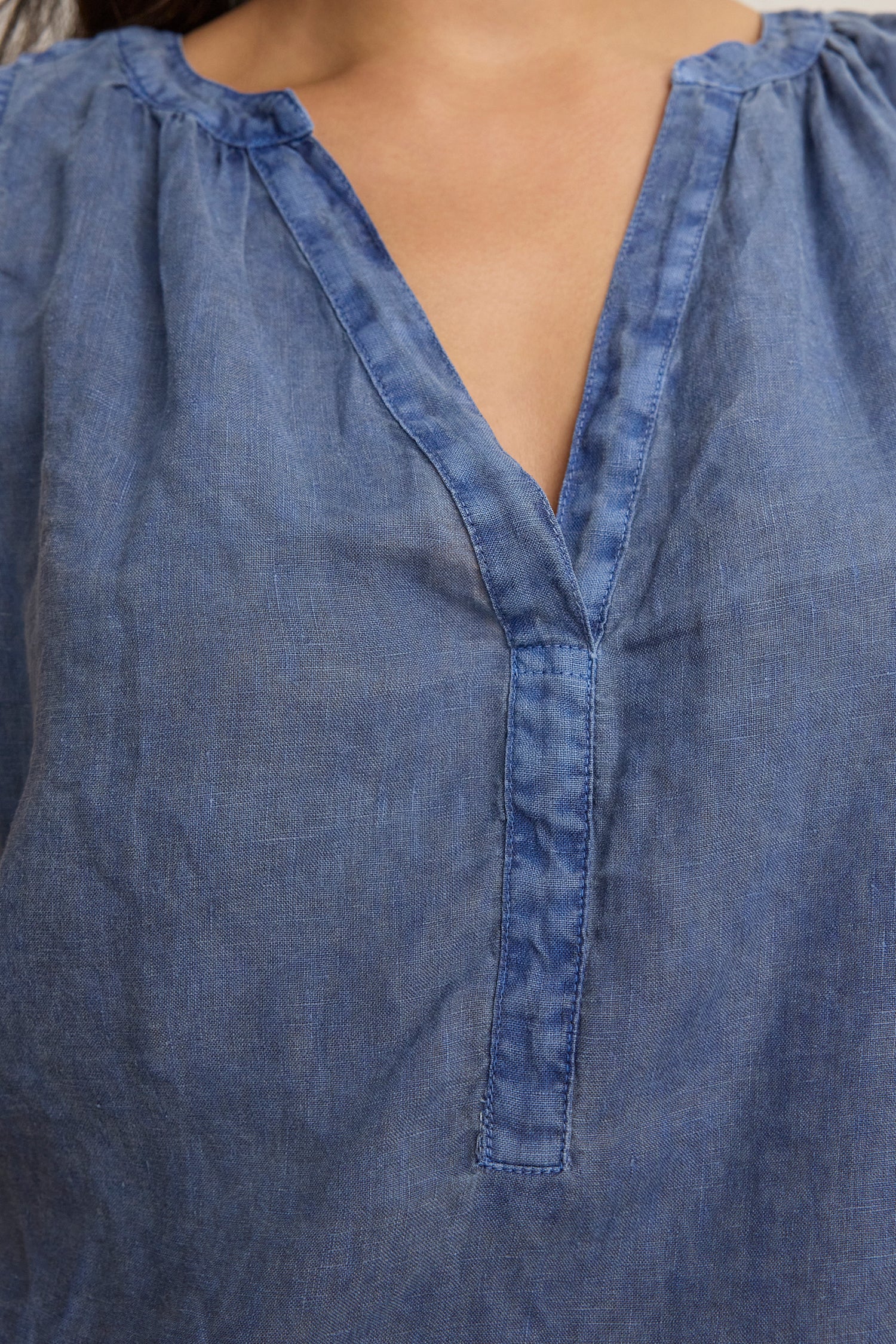 Velvet Tacy Woven Linen Sleeveless Top in Indigo