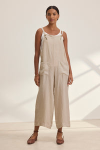 Velvet Isabel Woven Linen Patch Pocket Jumpsuit Cobble