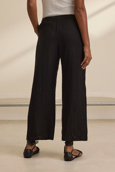 Velvet Lola03 Woven Linen Pull On Pant in Black