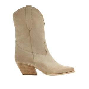 Sister Soeur Cowboy Style Suede Boot in Beige