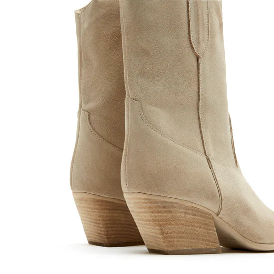 Sister Soeur Cowboy Style Suede Boot in Beige