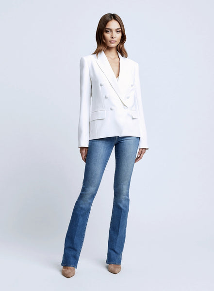 L'AGENCE Kenzie Double Breasted Blazer in White