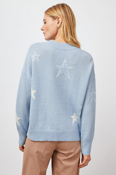 Rails Perci Cotton Cashmere Sweater in Powder Blue White Stars