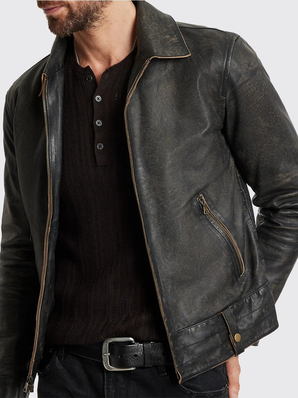John Varvatos Sorcha Tarnished Heritage Leather Jacket - Brown Sugar