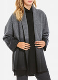 Eileen Fisher Shawl Collar Kimono Jacket in Ombre Boiled Wool Ash/Black