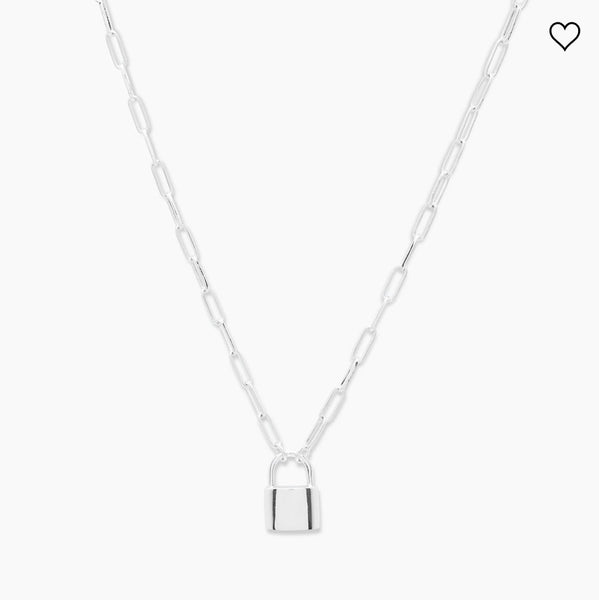 gorjana Kara Padlock Charm Necklace in Silver