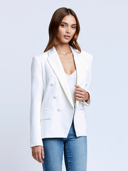 L'AGENCE Kenzie Double Breasted Blazer in White