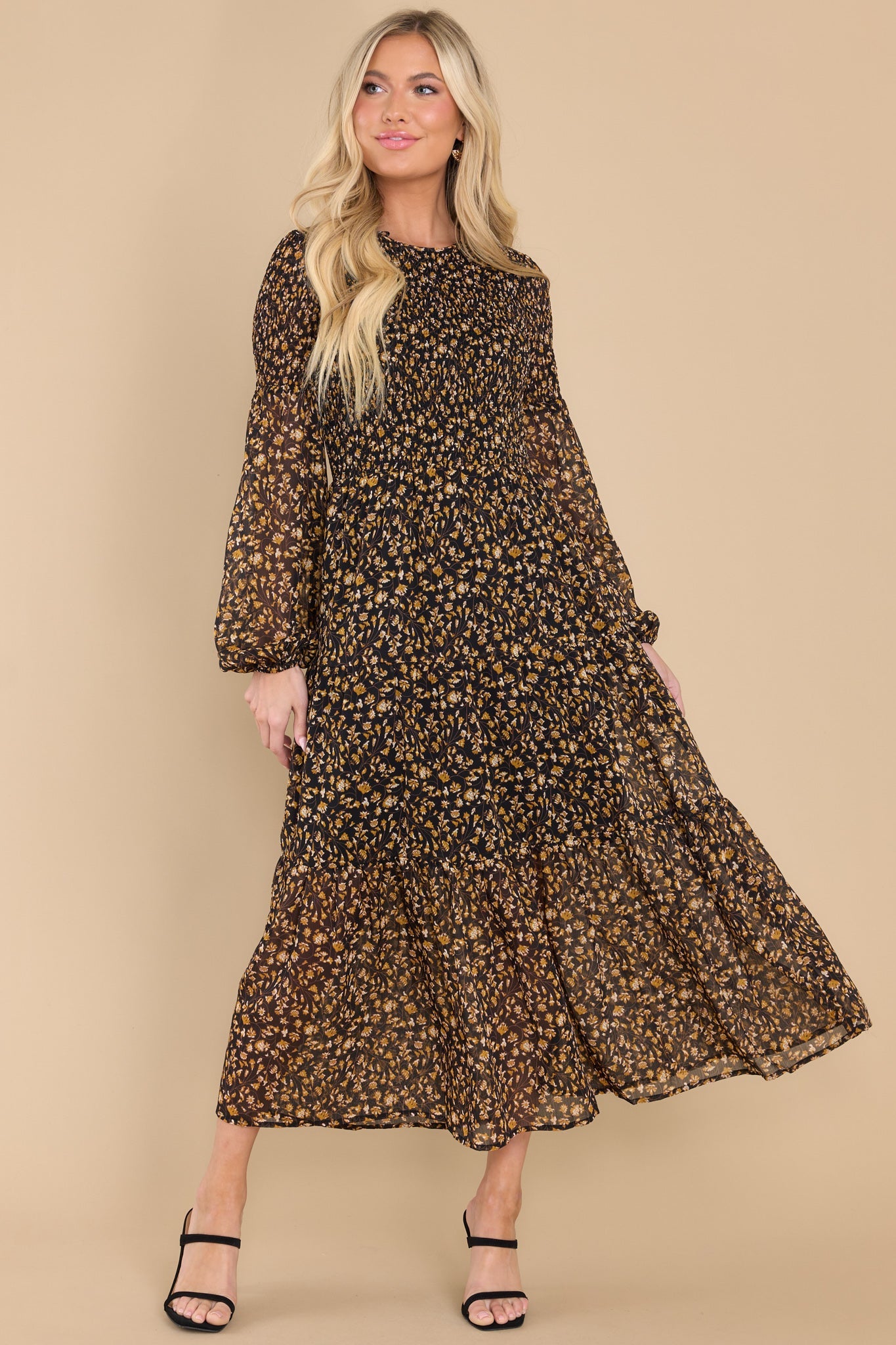 MinkPink Mira Shirred Top Midi Dress in Multi