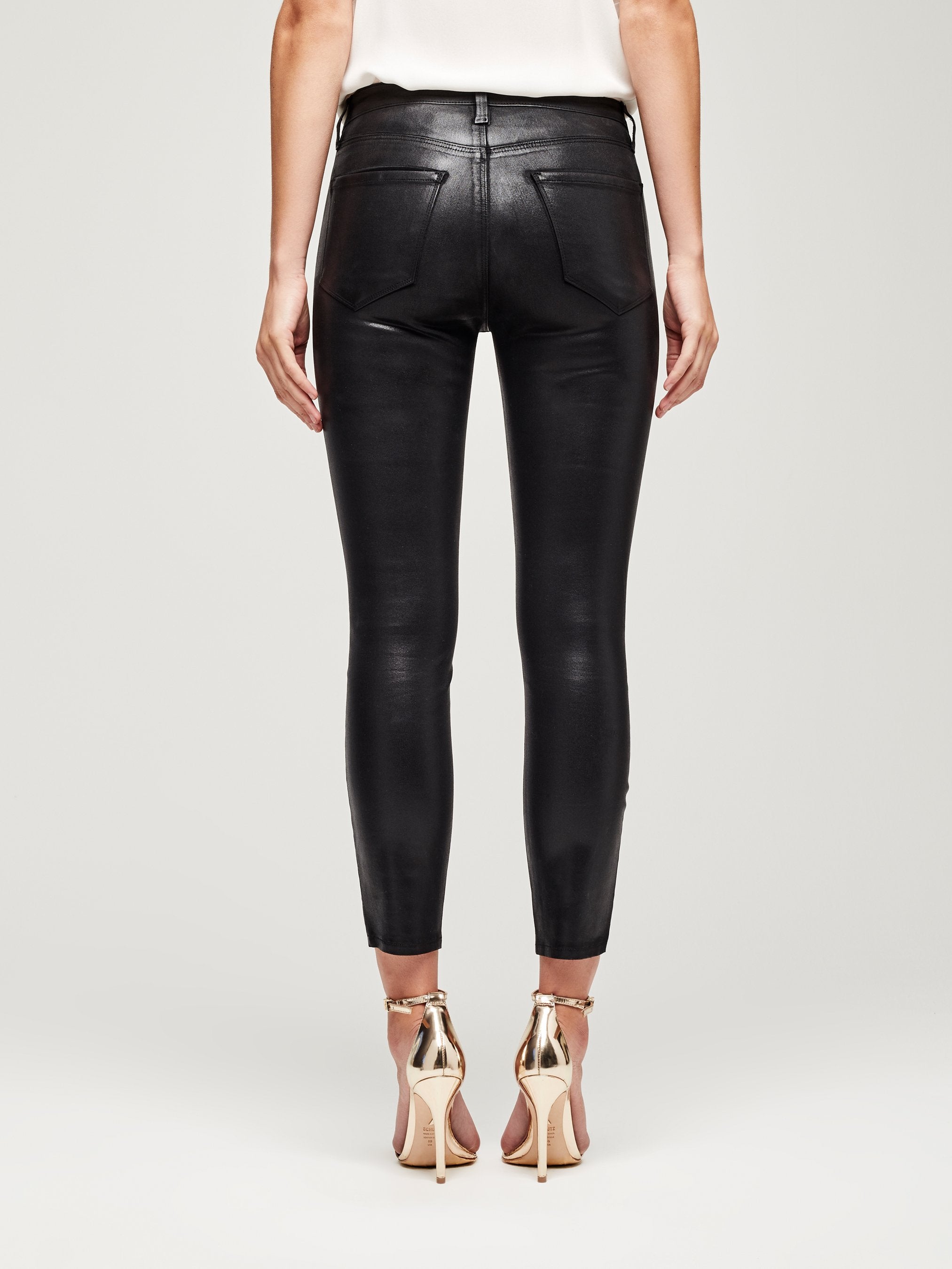L'AGENCE Margot Hi Rise Ankle Skinny in Black Coated