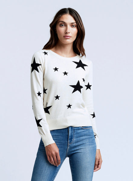 L'AGENCE Star Sweater in Ivory/Black