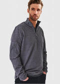 Patrick Assaraf Pima Cotton Fleece Quarter Zip - Flint Melange