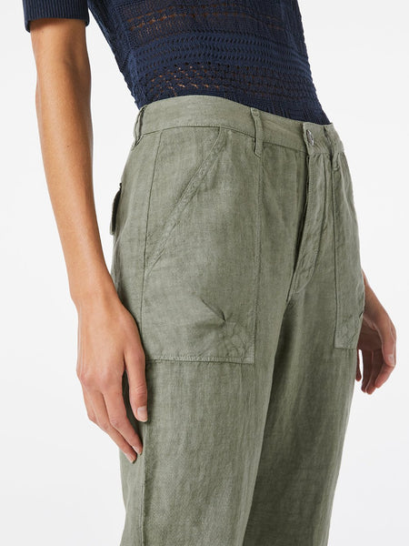 FRAME Le Beau Linen Pant in Military