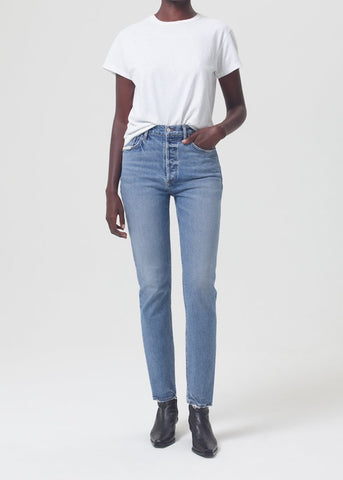 AGOLDE Riley High Rise Straight Long Jean in Cove