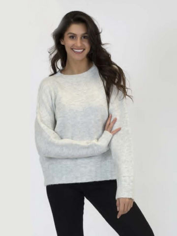 Lyla + Luxe Tanya Ribbed Cuff Sweater in Ice Mix