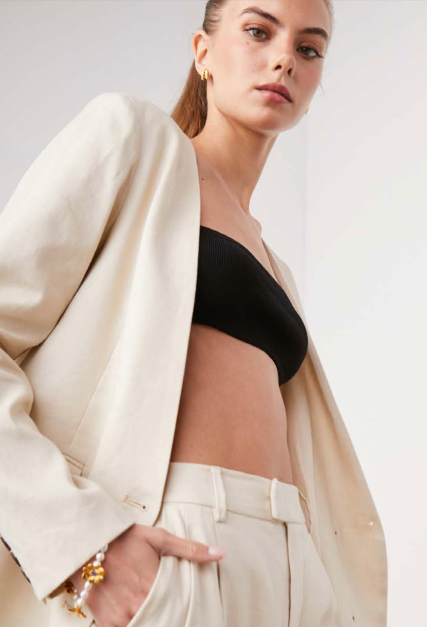 Rails Asher Linen Double Breasted jacket in Sand