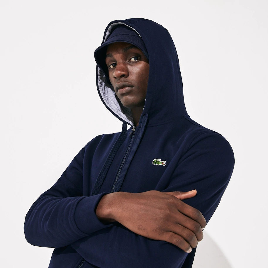 Lacoste SPORT Hoodie Fleece Tennis Sweatshirt - Navy & Grey