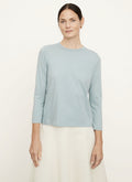 vince. Neppy stripe bracelet sleeve crew in aqua/offwhite