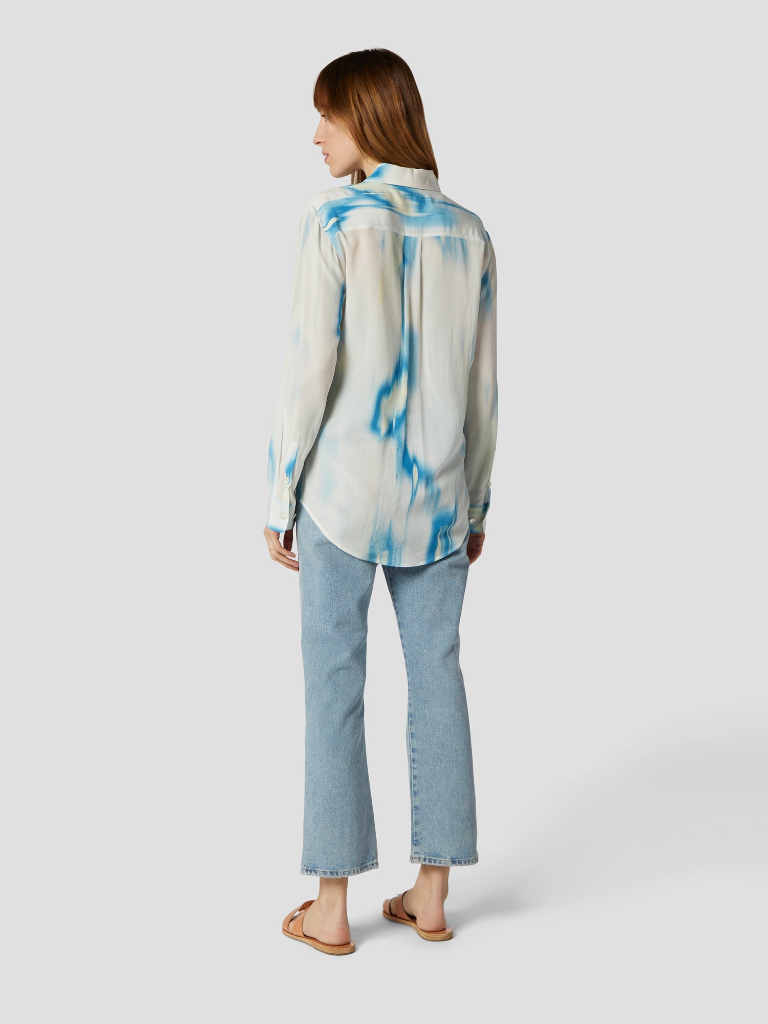 Equipment Signature silk blouse in desert blue multi