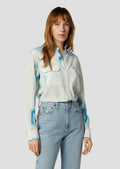 Equipment Signature silk blouse in desert blue multi