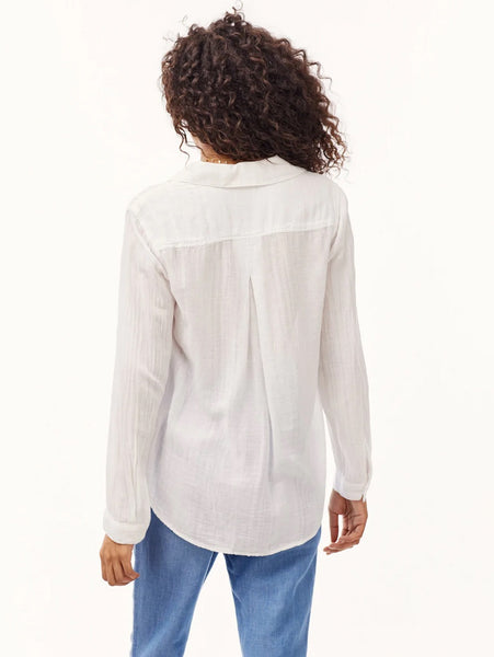 bella dahl shadow stripe long sleeve shirt in white