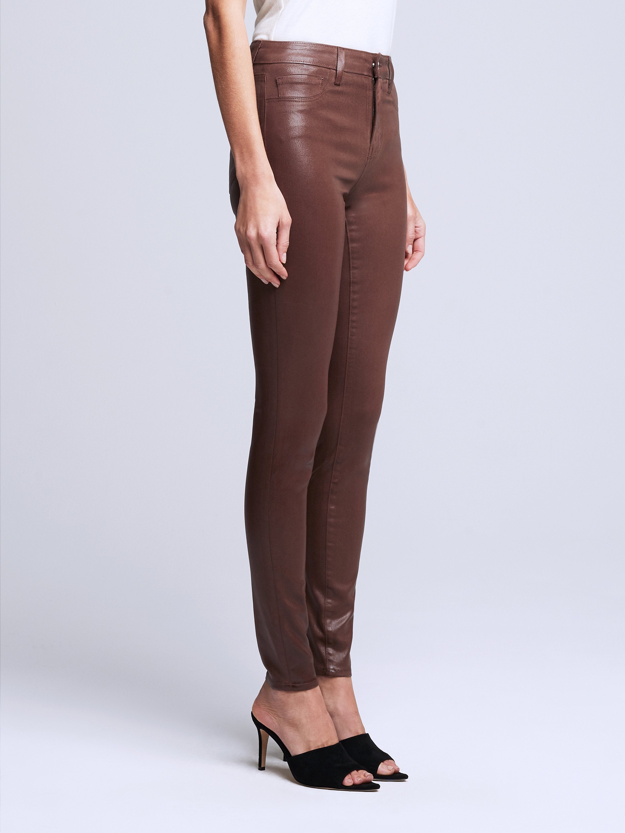 L'AGENCE Marguerite Hi Rise Skinny in Dark Mocha Coated