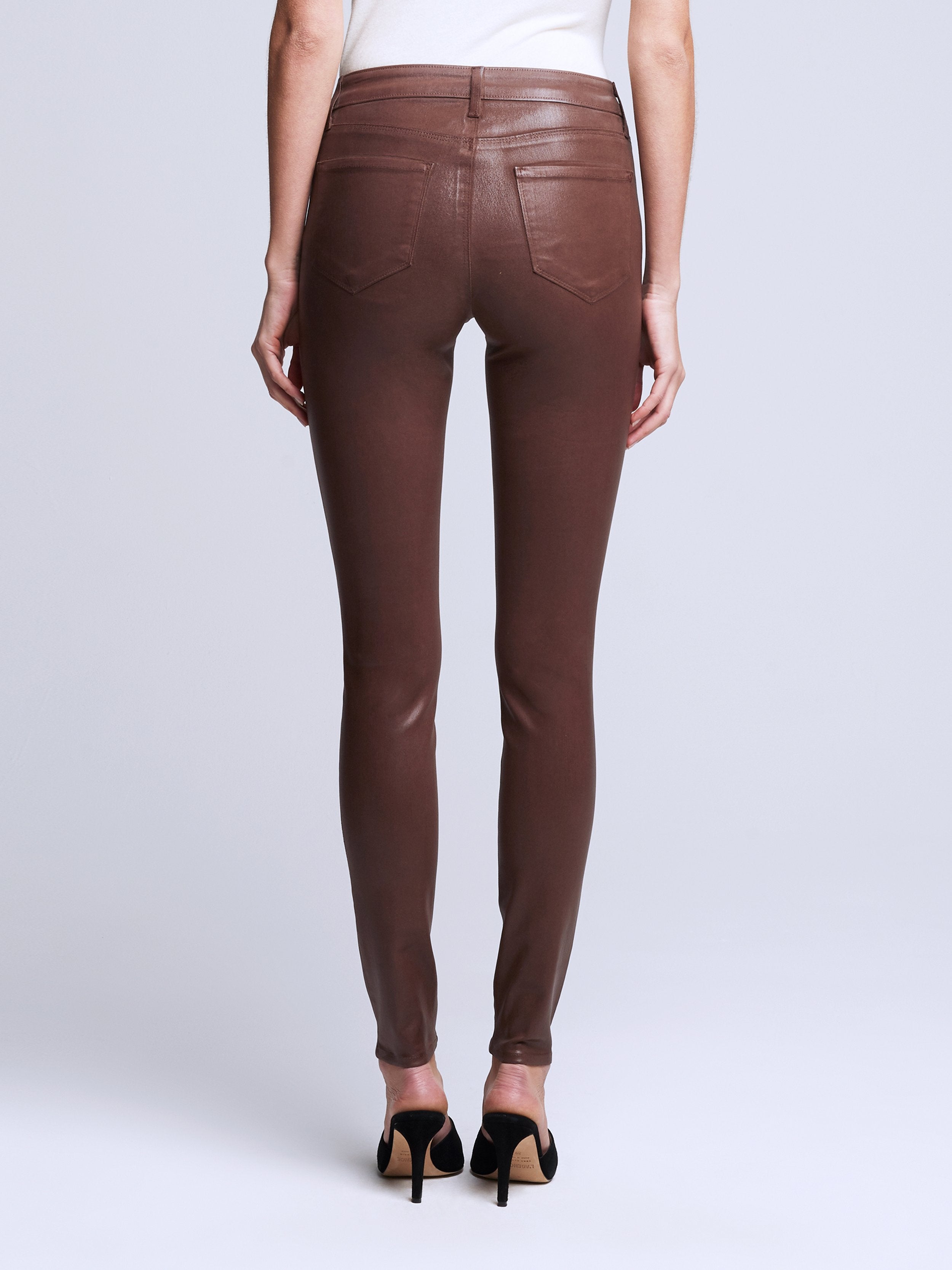 L'AGENCE Marguerite Hi Rise Skinny in Dark Mocha Coated