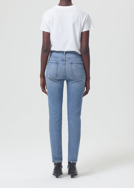 AGOLDE Riley High Rise Straight Long Jean in Cove