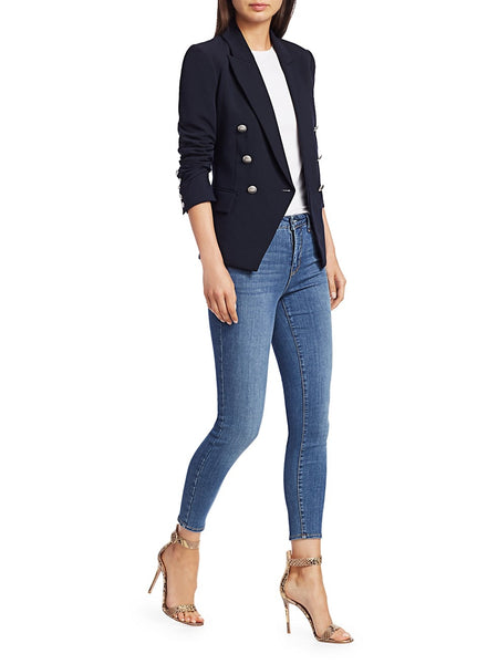 L'AGENCE Kenzie Double Breasted Blazer in Midnight
