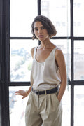 Velvet Nolita Silk Charmeuse Tank Top in Oyster