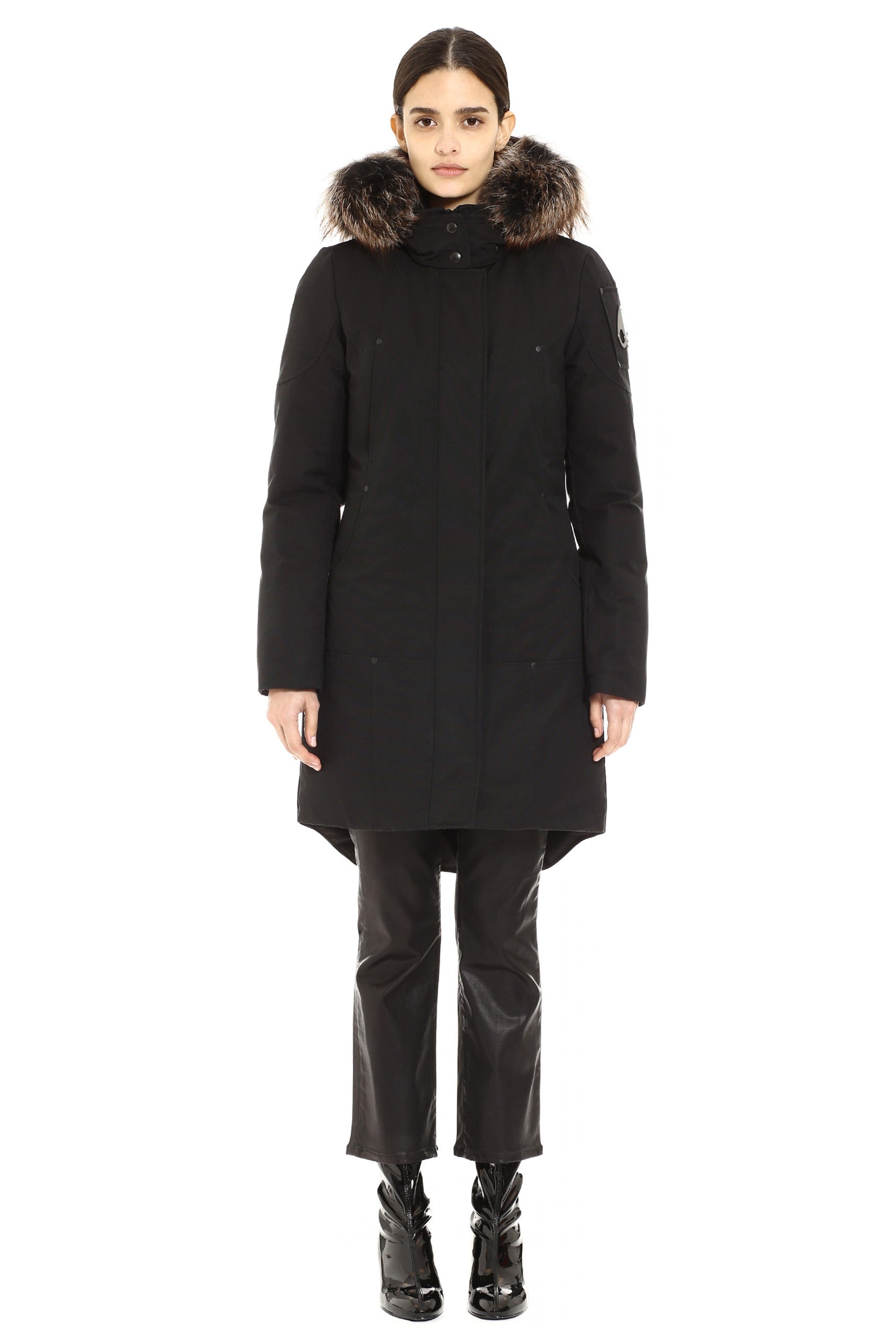 Moose Knuckles Women's  Stirling Park Black w/Silver Fox Viking Fur