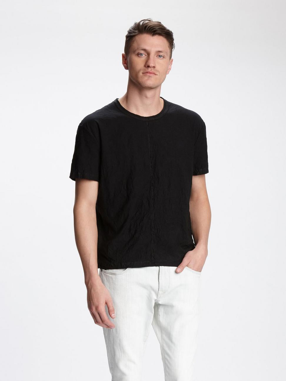 John Varvatos MORRISON S/S CRINKLE CREW Black