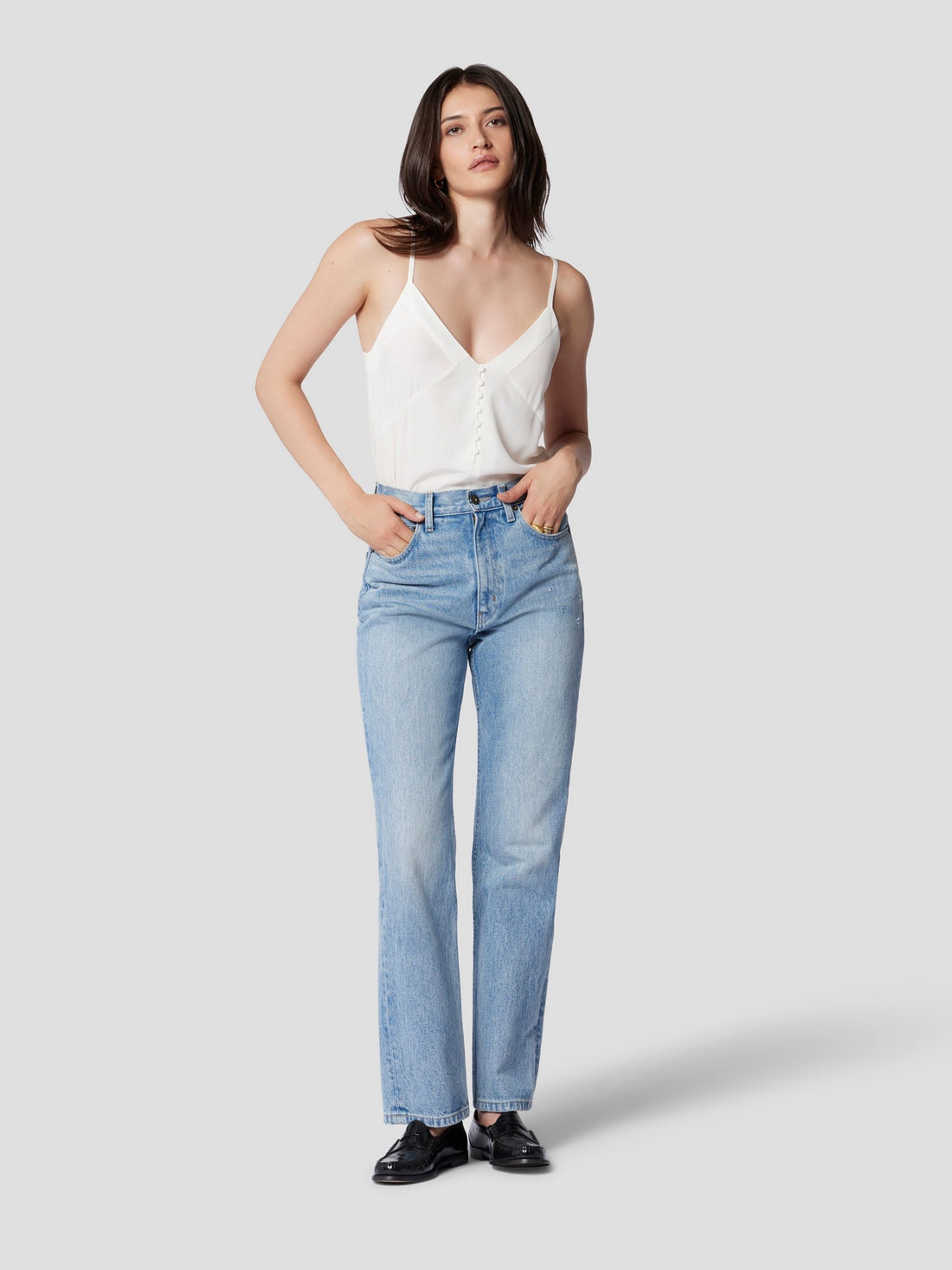 EQUIPMENT Mirabelle Cami in Nature White