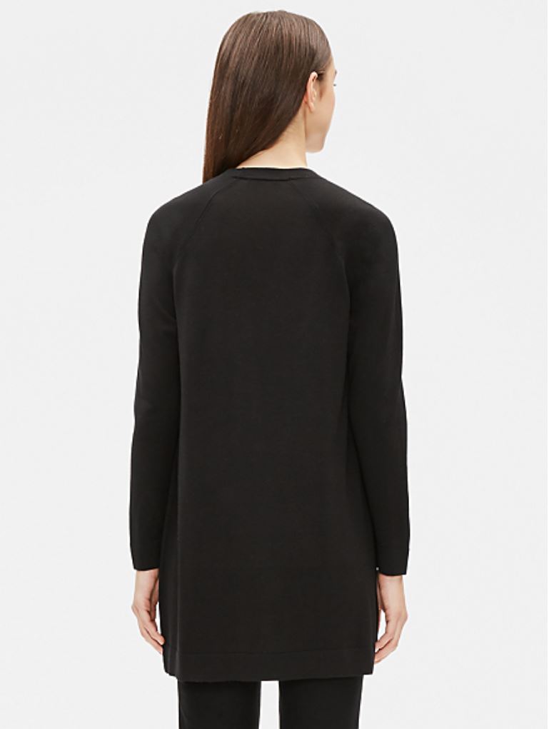 Eileen Fisher Tencel Stretch Long Cardigan - Black