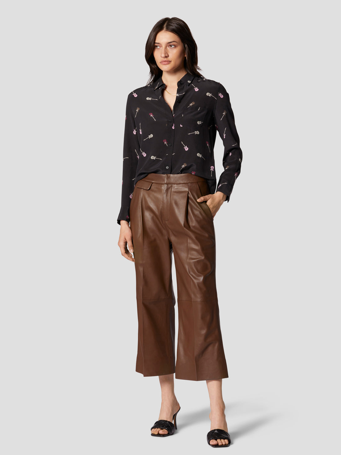 Equipment Leema Silk Guitar Shirt in True Black Multi