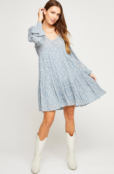 Gentle Fawn Charlize Long Sleeve Dress in Pacific Ditsy
