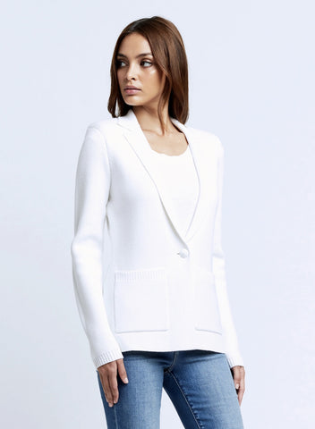 L'AGENCE Lacey Knit Blazer in White