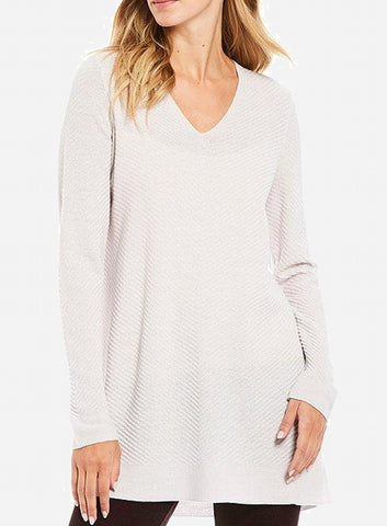Eileen Fisher Ballet Neck Tunic in Washable Wool Fine Crepe - Ceramic