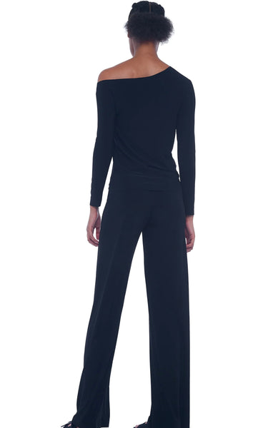 Norma Kamali Long Sleeve Drop Shoulder Top in Black