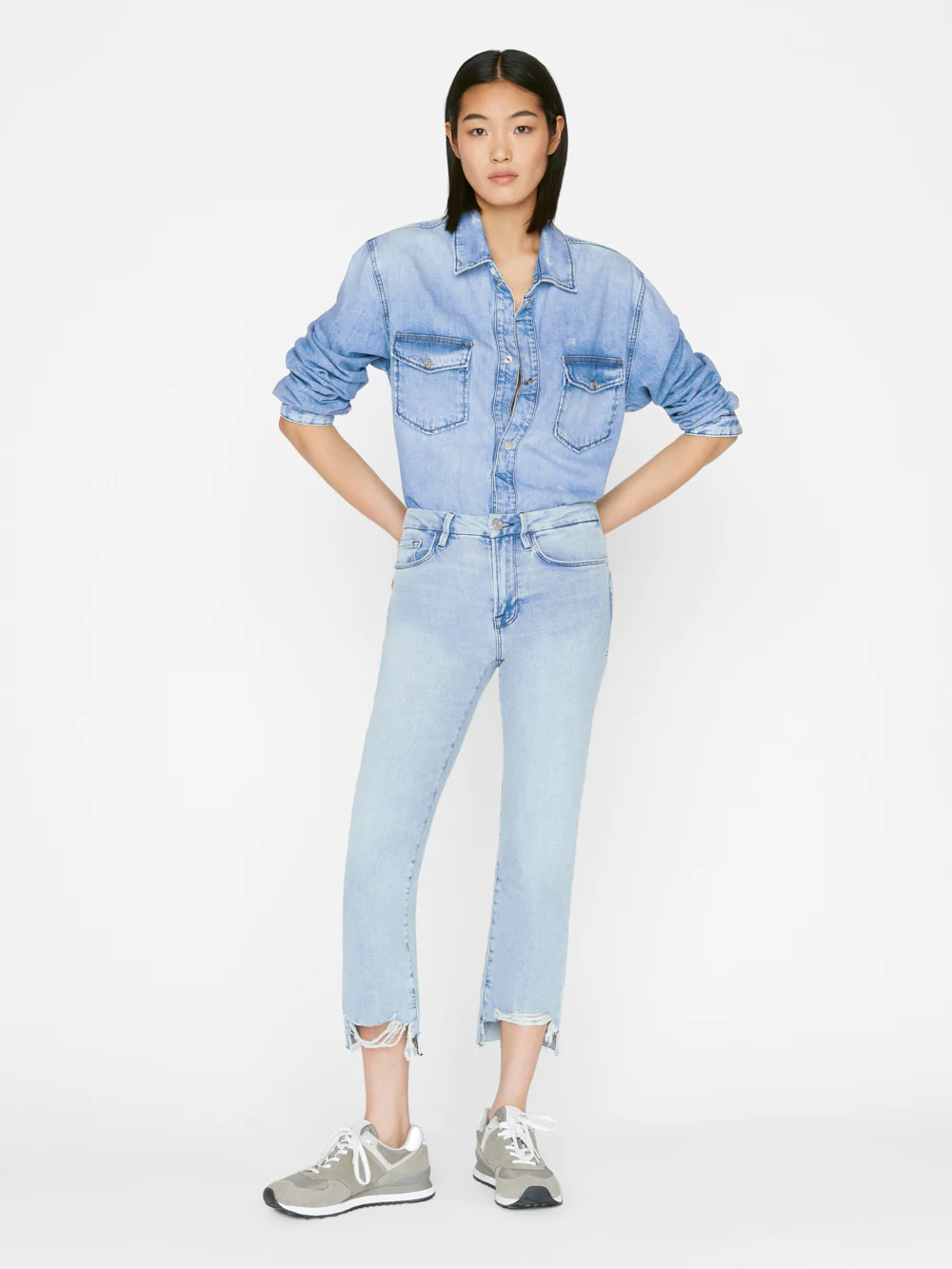 FRAME Le Crop Mini Boot Raw Stagger in Yorba Chew