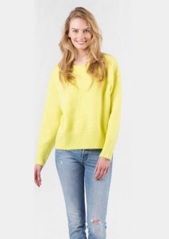 Lyla + Luxe Ajax Crew Neck Sweater in Yellow Lime