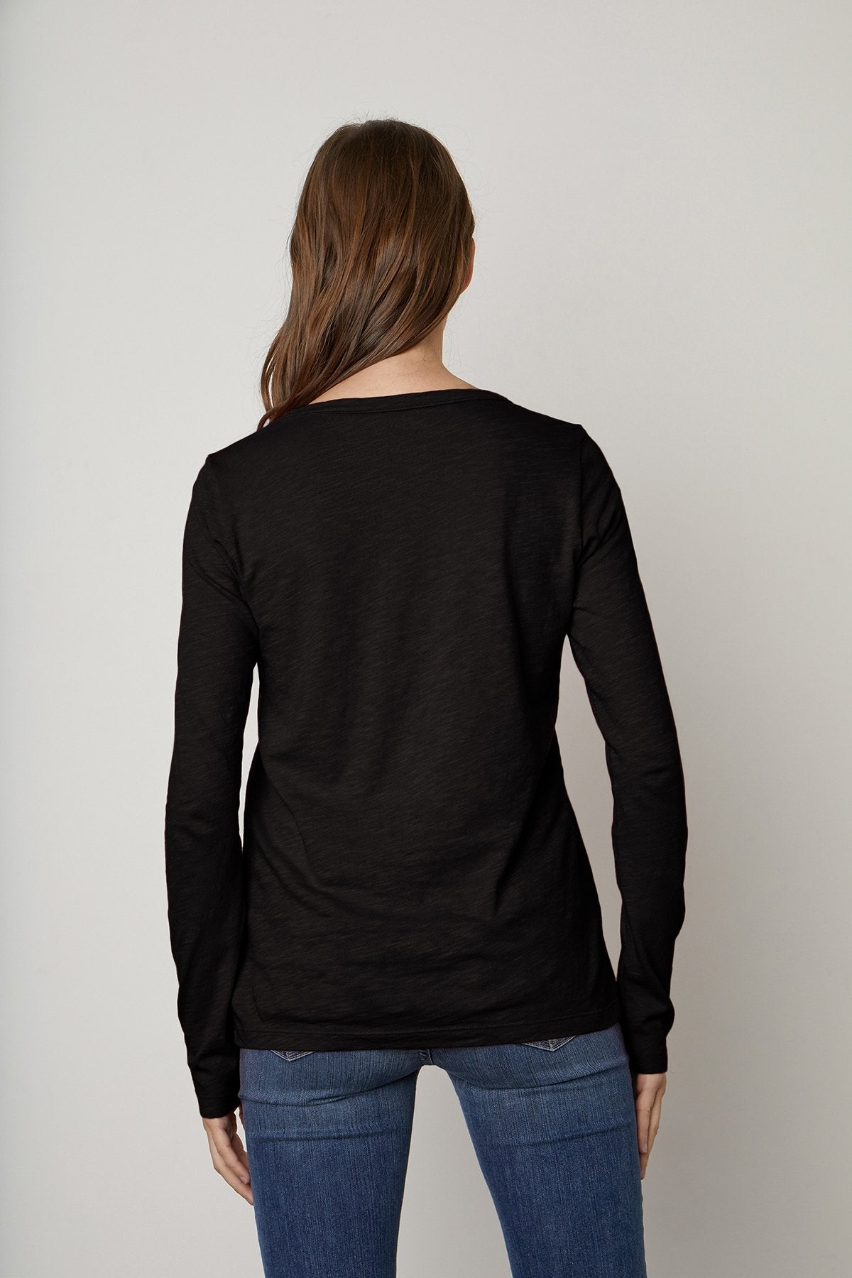 Velvet Liz Cotton Slub Long Sleeve Tee in Black